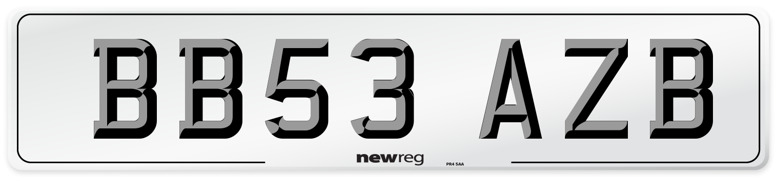 BB53 AZB Number Plate from New Reg